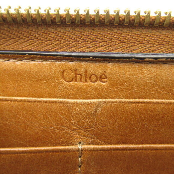 Chloe round long wallet brown leather Wallet - Picture 6 of 10